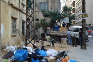 Ouvriers étrangers dans le quartier de Hamra à Beyrouth